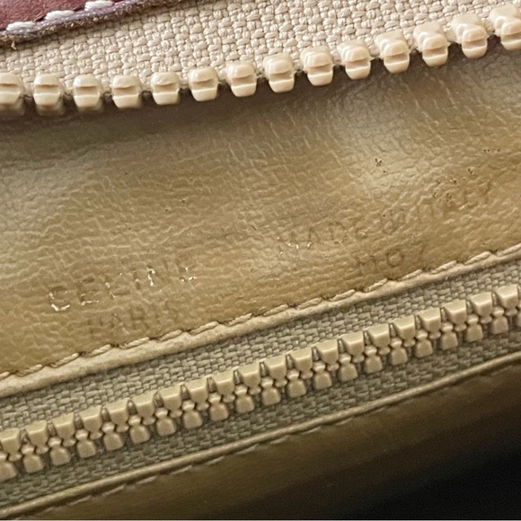 Celine beige macadam canvas and leather small clutch zip pouch bag - Picture 11 of 12